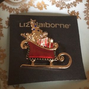 Liz Claiborne Santa’s Sleigh Christmas brooch